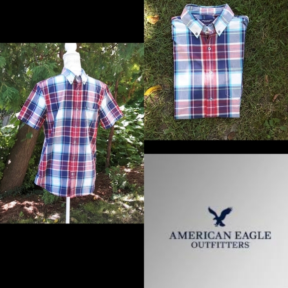 Size M American Eagle button-up plaid shirt - Picture 9 of 10